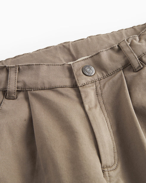 Pantalon din bumbac maro cu talie reglabila